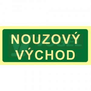 Tabulka fotoluminiscenční "NOUZOVÝ VÝCHOD" text (zelený podklad), plast 1mm 20x10cm, (FLZ32)