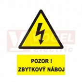 Samolepka výstrahy "Pozor! Zbytkový náboj" (černý tisk, žlutý podklad), symbol s textem (0129) A8