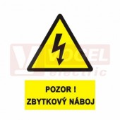 Samolepka výstrahy "Pozor! Zbytkový náboj" (černý tisk, žlutý podklad), symbol s textem (0129) A7
