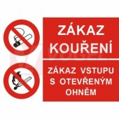 Samolepka sdružená "Zákaz kouření/Zákaz vstupu s otevřeným ohněm" (STM) A4