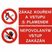 Samolepka sdružená "Zákaz kouření a vstupu s plamenem/Nepovolaným vstup zakázán" (STI) A4