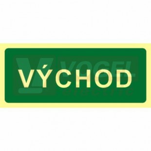 Tabulka fotoluminiscenční "VÝCHOD" text (zelený podklad), plast 1mm 30x15cm (FLZ34)