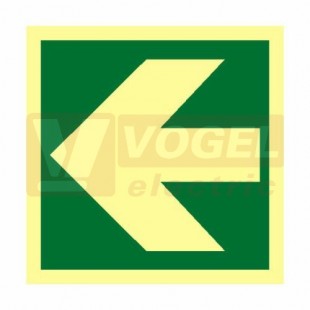 Tabulka fotoluminiscenční "Směrovka levá/pravá k první pomoci" (zelený podklad), plast 1mm 10x10cm, symbol (FLZ18)