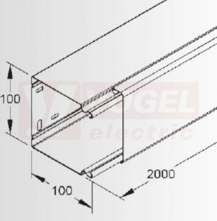 LUK 100.100  kanál s víkem,100x100x2000mm, ocel, pozink , bez děrování dna (NIEDAX)