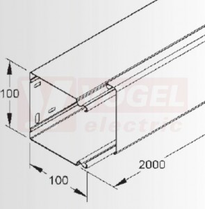 LUK 100.100  kanál s víkem,100x100x2000mm, ocel, pozink , bez děrování dna (NIEDAX)