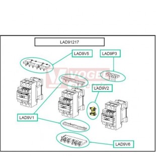 LAD91217 Montážní sada pro spouštěč hv.-trojúh.ze stykačů D09…D18 (zpož.pom.blok LADS2, propoj.silov.kontaktů)