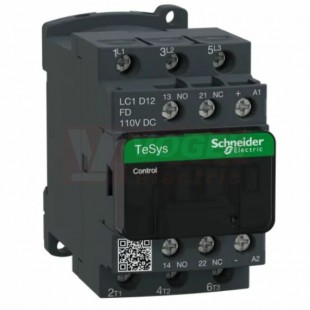 LC1D12FD      Stykač 3P 12A AC-3, 110V DC, pom.kont. 1"Z"+1"V" šroub.svorky, cívka s odruš.modulem