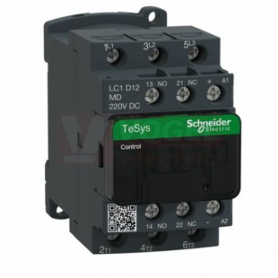 LC1D12MD      Stykač 3P 12A AC-3, 220V DC, pom.kont. 1"Z"+1"V" šroub.svorky, cívka s odruš.modulem