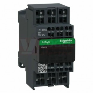 LC1D253BD     Stykač 3P  25A AC-3, 24V DC, pom.kont. 1"Z"+1"V" pruž.svorky, cívka s odrušovacím modulem