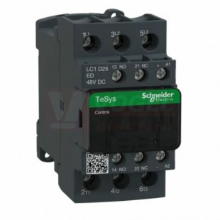 LC1D25ED      Stykač 3P 25A AC-3, 48V DC, pom.kont. 1"Z"+1"V" šroub.svorky, cívka s odrušovacím modulem