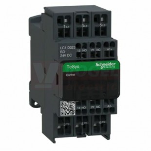 LC1D323BD     Stykač 3P 32A AC-3,  24V DC, pom.kont. 1"Z"+1"V" pruž.svorky, cívka s odrušovacím modulem