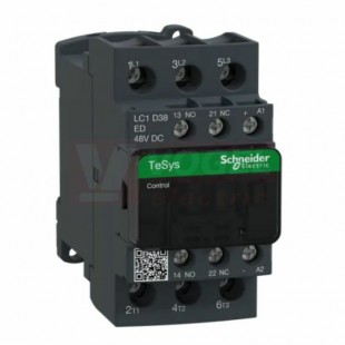 LC1D38ED      Stykač 3P 38A AC-3,  48V DC, pom.kont. 1"Z"+1"V" šroub.svorky, cívka s odrušovacím modulem