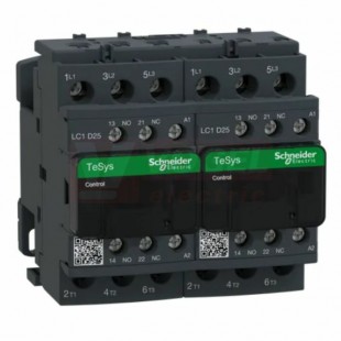 LC2D25B7      Stykač reverzační 3P 25A AC-3,  24V AC, pom.kont. 1"Z"+1"V" šroub.svorky
