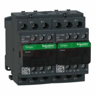 LC2D38BD      Stykač reverzační 3P 38A AC-3, 24V DC, pom.kont. 1"Z"+1"V" šroub.svorky