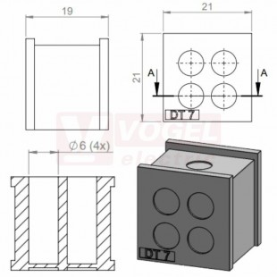 KT-DT7 průchodková vložka membránová propichovací 4x pr.1,5-6mm, malá, šedá, IP54 (41550)