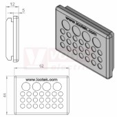 KEL-DP 6/25 A (plech tl. 1,5-2,5mm) membránová průchodka, šedá, IP64, vnější 62x44mm, výřez 52x36mm, vstup kabelů 21x max.5mm/4x max.8,3mm (43453)