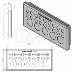 KEL-DP 16/23 A (plech tl. 1,5-2,5mm) membránová průchodka, šedá, IP64, vnější 96x44mm, výřez 86x36mm, vstup kabelů 18x max.6,5mm/5x max.12,1mm (43464)