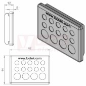 KEL-DP 6/14 A (plech tl. 1,5-2,5mm) membránová průchodka, šedá, IP64, vnější 62x44mm, výřez 52x36mm, vstup kabelů 10x max.6,5mm/4x max.10,5mm (43452)