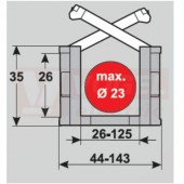 MP 3005 RV070/ESD řetězový článek rádius 70mm, výška 26/35mm, šířka 101/119mm, délka článku 45mm (22ks/1bm), s předpětím, s vnitřním otevíráním, ESD=prostředí s nebez. výbuchu (MR-030010107070)