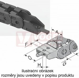 KA10.1 015 řetězové zakončení  (s čepy), pro vnitřní š=15mm, plast, pro řetěz MP 10.1 (MR-010100005500)