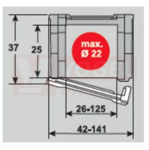 MP 25G 026 RV250 řetězový článek rádius 250mm, výška 25/37mm, šířka 26/42mm, délka článku 30mm (33ks/1bm), vkládací vnější stranou (MR-025002625000)