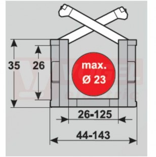 MP 3006 RK095 řetězový článek rádius 95mm, výška 26/35mm, šířka 125/143mm, délka článku 45mm (22ks/1bm), bez předpětí, s vnitřním otevíráním (MR-030012509510)