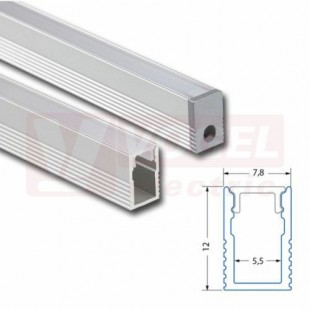 Přisazený hliníkový profil PV, 8x12 mm, matný difuzor,1 m (761.028.43.1)