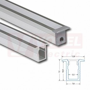 Vestavný hliníkový profil VN, 13x12 mm, vč. matného difuzoru, 2 m (761.029.43.2)