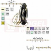 LED pásek SMD2216 WW, 300LED/m, 18W/m, 1440lm/m, IP20, DC 24V, 8mm, 30m (126.736.60.1)