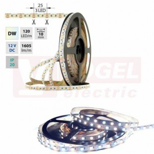 LED pásek SMD3527 dual white WW-CW, 120LED/m, 19,2W/m, 1605lm/m, IP20, DC 12V, š=10mm, délka 5m (122.632.60.0)