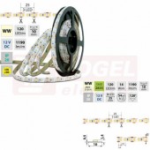 LED pásek SMD2835 WW, 120LED/m, 14W/m, 1190lm/m, IP20, DC 12V, 10mm, 50m (121.367.60.2)