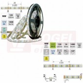 LED pásek SMD2835 NW, 120LED/m, 14W/m, 1400lm/m, IP20, DC 12V, 10mm, 5m (121.815.60.0)