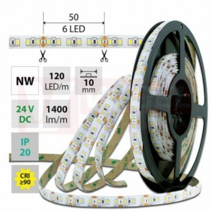 LED pásek SMD2835 NW, 120LED/m, 14W/m, 1400lm/m, IP20, DC 24V, 10mm, 50m (126.815.60.2)