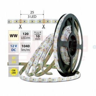 LED pásek SMD2835 WW, 120LED/m, 14W/m, 1040lm/m, IP54, DC 12V, 10mm, 5m (121.359.60.0)