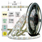 LED pásek SMD2835 WW, 120LED/m, 14W/m, 1190lm/m, IP20, DC 24V, 10mm, 5m (126.367.60.0)