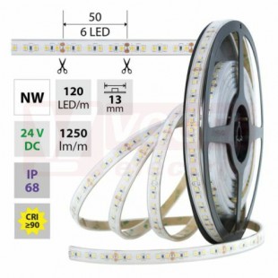 LED pásek SMD2835 NW, 120LED/m, 14W/m, 1250lm/m, IP68, DC 24V, 13mm, 5m (126.817.60.0)