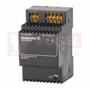 Zdroj spínaný 1f 24VDC  1,3A PRO INSTA 30W, modulární, adjustace potenciometrem 22-28V, rozměry švh 45x92,5x62 (2580190000)