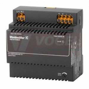 Zdroj spínaný 1f 48VDC  2,0A PRO INSTA 96W, modulární, adjustace potenciometrem 35-65V, rozměry švh 90x92,5x62 (2580270000)