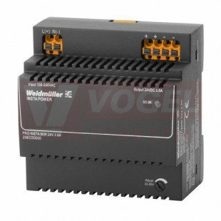 Zdroj spínaný 1f 24VDC  3,8A PRO INSTA 90W, modulární, adjustace potenciometrem 22-28V, rozměry švh 90x92,5x62 (2580250000)