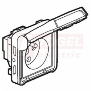 69553 PLEXO IP55 Zásuvka 1-nás., 2P+PE 16A/250V, nezáměnná, barva šedá, s víčkem, IP55, IK07, šroubová