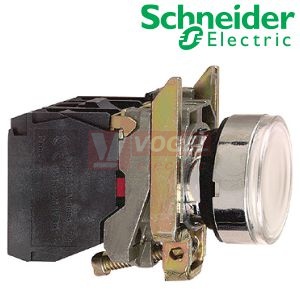 XB4BW31M5 Ovládač stiskací prosvětlený, lícující, 1 Z + 1 V, s integrovanou LED 230...240V, bílý