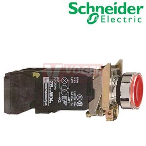 XB4BW3445 Ovládač stiskací prosvětlený, lícující, 1 Z + 1 V, 230...240V, rudý