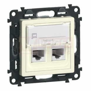 75C6SE2 VALL zásuvka datová 2xRJ45, Cat.6 STP, barva béžová, bez rámečku, popisný štítek, Gigabit Ethernet, modul LINKEO - lze použít kabel s drátem AWG22 až 26, nebo licnu AWG26