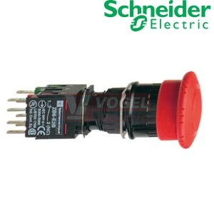 XB6AS8349B Ovládač Nouzového zastavení s hřibovým knoflíkem rudý, pr.30mm, 1 Z + 2 V, odblokovat pootočením