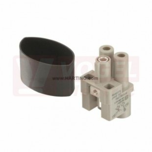 09120022752 Han Q 2/0-f konektor zásuvka 2-pin 40A/830V, 4-10mm2, kryt vel.3A, vodič 4-10mm2 RAL 7032