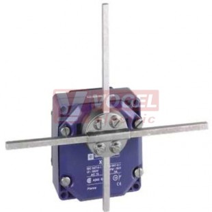 XCRE181 Spínač polohový kovový - dopravní zařízení, zkřížené tyče, hranol 6x6mm, spíná 90° v každém směru, kontakty 2x (1Z+1V) mžikové, oba kontakty fungují v každém směru