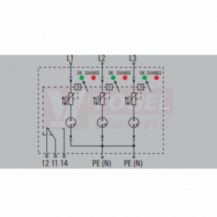 VPU AC I 3 300/12,5 LCF přepěťová ochrana typ 1+2 (L1-L2-L3/PE (N)), I imp 12,5 (10/350µs), Uc 300V, bez dálk.signalizace (2636970000)