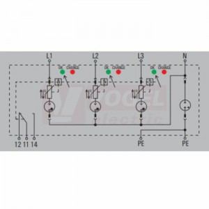 VPU AC I 3+1 R 300/12,5 LCF přepěťová ochrana typ 1+2 (L1-L2-L3-N/PE), I imp 12,5/50kA (10/350µs), Uc 300V, s dálk.signalizací (2636920000)