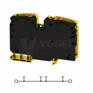 A2C 35 FE svorka řadová, PUSH-IN, 35mm2, černá/žlutá, 1/1, š=16mm, 125A/1000V, upevnění na DIN lištu TS35 (2551530000)