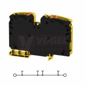 A2C 35 FE svorka řadová, PUSH-IN, 35mm2, černá/žlutá, 1/1, š=16mm, 125A/1000V, upevnění na DIN lištu TS35 (2551530000)